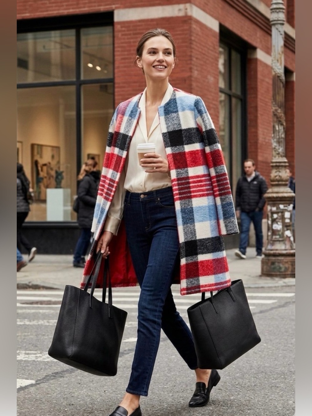 Cynthia Rowley Multicolor plaid Wool Tweed Coat